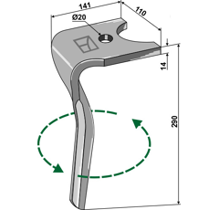 Dent Gauche pour herses rotatives KUHN K2500070 adaptable - Blacksteel©