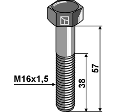 Boulon hexagonal M16 x 1,5 mm pour herse rotative PEGORARO adaptable
