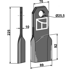 Couteau droit pour broyeur FEHRENBACH M225R adaptable - Blacksteel©