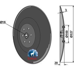 Disque lisse complet Ø327x3 mm pour semoir KUHN N3504760 adaptable - Blacksteel©