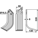 Fräsmesser Rechts 220 x 80 Rabe Nachbau