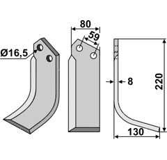 Fräsmesser Rechts 220 x 80 Rabe Nachbau