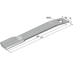 Couteau gauche pour broyeur SCHULTE 401-048 adaptable - Blacksteel©