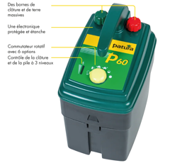 Electrificateur P60 sur pile 9V | PATURA