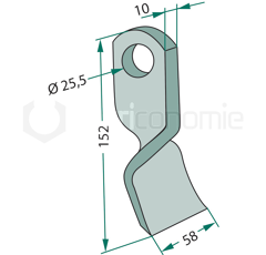 Couteau torsadé pour broyeur ORSI 23044 adaptable 