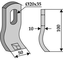 Fléau pour broyeur 100x50mm HEMOS  adaptable - Blacksteel©