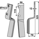 Rotorzinken,  Rechts 325 x 50 Howard Nachbau