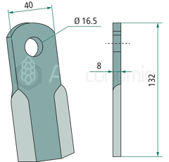 Couteau droit pour broyeur FERRI 0901149 adaptable 