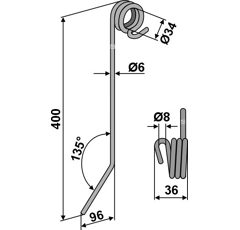 Striegelzinken Ø6mm - 9309380 | Hatzenbichler - Nachbau - Länge 400