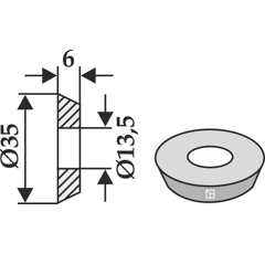 Scheibe 35x6x13,5 für Häcksler – Nachbau  