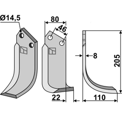 Lame droite pour Fraise/Rotavator BREVIGLIERI 30329D adaptable - Blacksteel©