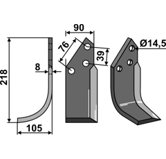 Fräsmesser Links 218 x 90 Breviglieri Nachbau