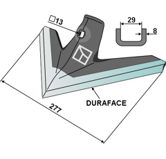 Soc triangulaire DURAFACE 277 mm pour déchaumeur FARMET adaptable