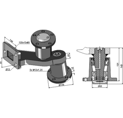 Palier gauche avec tige pour déchaumeur GREAT PLAINS 601-362V adaptable - BlackSteel©