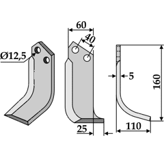 Fräsmesser - rechts MAS52R Maschio Nachbau