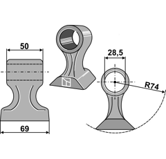Marteau pour broyeur BOMFORD 7190464 adaptable 
