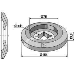 Bride intérieure Ø154 x 13,9 mm pour arbre carré 40 x 40 mm adaptable - BlackSteel©