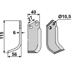 Fräsmesser Links 115 x 40 B.C.S. Nachbau
