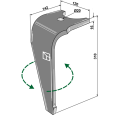 Dent Gauche pour herses rotatives KUHN K2501120 adaptable - Blacksteel©