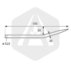 Dent de crocodile courbée coté 550 mm adaptable