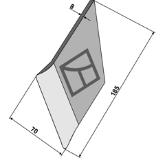 Pointe à souder droite pour charrue 185 x 70 x 8mm adaptable