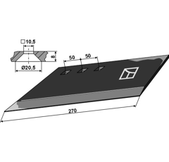 Soc à ailette latéral 270 mm pour cultivateur KVERNELAND 217001136 adaptable