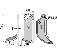 Lame gauche pour Fraise/Rotavator MASCHIO/GASPARDO 29100406 adaptable - 