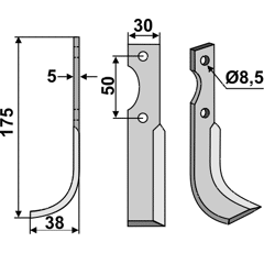 Fräsmesser Links 175 x 30 Adriatica Nachbau