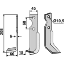 Fräsmesser Links 208 x 45 Benassi Nachbau