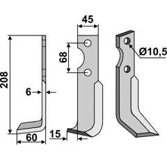 Fräsmesser Links 208 x 45 Benassi Nachbau