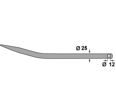 Dent avant Ø 25 x 550 mm pour chargeur MAILLEUX adaptable