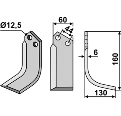Fräsmesser Rechts 160 x 60 Agritalia, Carraro Nachbau