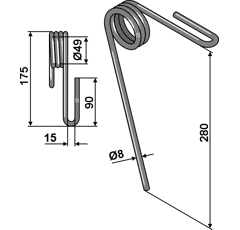 Griffe Ø12mm pour semoir KUHN N02043AO adaptable - Blacksteel©