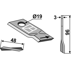 Rotorklinge 96x48mm - Pöttinger (Ref: 434979) - Mehrere Marken
