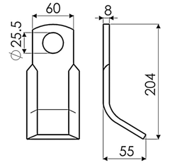 Fléau 204 mm pour broyeur DESVOYS adaptable