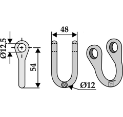 Schäkel 54 x 48 für Mulcher FERRI – Nachbau  