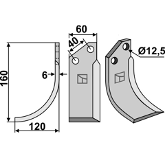 Lame gauche pour Fraise/Rotavator TORTELLA 2985552 adaptable 