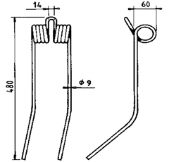 Federzinken für Mäher GIROBOIS GW220 schwarz - Nachbau