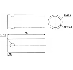 Douille de dent à souder 66,50 x 160 mm FSDT