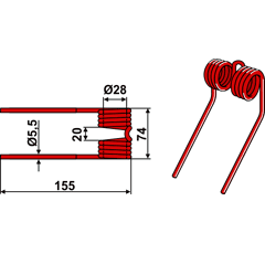 Dent de pick-up pour presse KRONE 00 938 040 3 adaptable - BlackSteel©