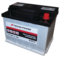 Batterie tracteur 12v 60Ah décharge lente + à droite | TECHNI-POWER