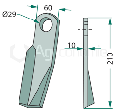 Fléau gauche pour broyeur 210x60mmFISCHERadaptable 