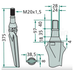 Dent gauche pour herse rotative KRONE 4916720 adaptable