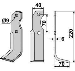 Fräsmesser Rechts 220 x 40 Brumital-Agris