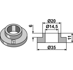 Entretoise 11x14,5 pour broyeur ASSALONI adaptable - Blacksteel©