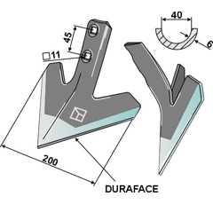 Gänsefußschar 200mm - DURAFACE - Mehrere Marken