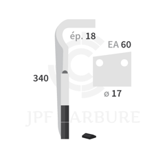 Dent de herse rotative Gauche 2 plaquettes carbure REGENT EB8300014 adaptable