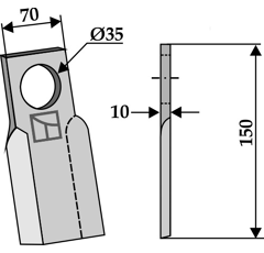 Couteau droite pour faucheur 150x70mm HERMES adaptable - Blacksteel©