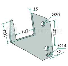 Bride 100 x 102 mm pour cultivateur adaptable