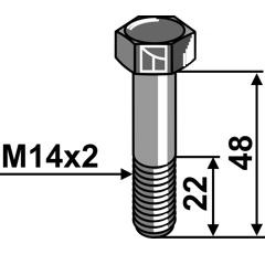 Boulon M14x2 pour broyeur ROUSSEAU adaptable - Blacksteel©